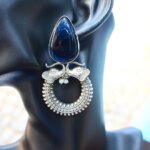 Elephant Brass Earring { Blue }