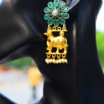 Green Nandi Double Tone Brass Earrings