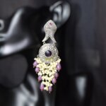 Matsya Oxidised  Pearl Earring { Pruple }