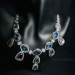 Blue and White Ad Necklace Set with Earrings