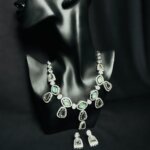 Mint and White Ad Necklace Set with Earrings