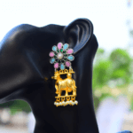 Multi Nandi Double Tone Brass Earrings