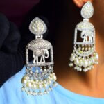 Elephant Pearl Brass Earring