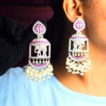 Elephant Pearl Brass Earring