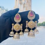 Mastani double tone earring ( Pink )