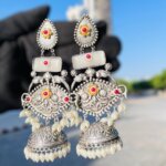 Meenakari Pearl Jhumka ( Grey )