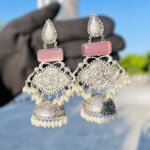 Pink Nayab Pearl Jhumka