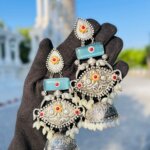 Meenakari Pearl Jhumka ( Blue )