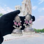 Pink & Silver Jhumka