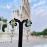 Beautiful brass earring with pearl and stone