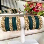 Forest Green and Gold Bangle Set